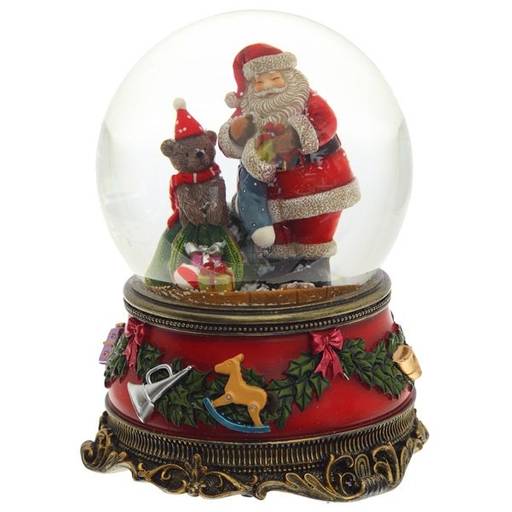 Фигурка декор в стекл шаре "Санта" (муз с ключ), D 10 см, L10,5 W10,5 H14,5 см, 2в.