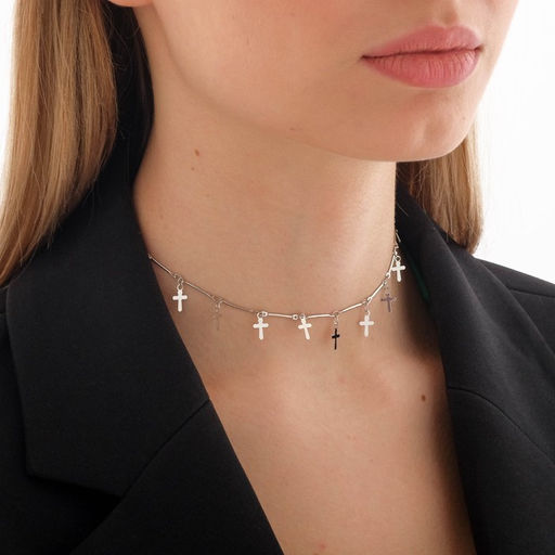 Чокер Металлика крестики, цвет серебро, L=30 - Queen fair фото 4