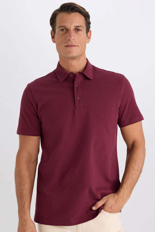 Regular Fit Pamuklu K?sa Kollu Basic Duz Polo Tisort - Defacto фото 2