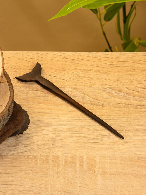 Шпилька для волос «Хвост русалки», 18×3 см, дерево Соно, тёмно-коричневая