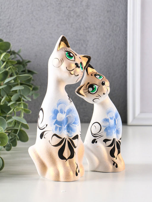 Набор фигурок керамика Love Коты ушастые, 2 шт., в цветочек, 13?6?17 см