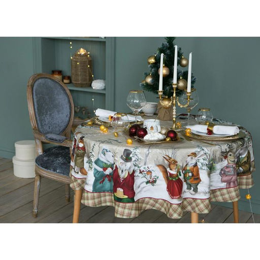 Скатерть новогодняя «Этель» Winter holidays d=150 см ±3 см с ГМВО, 100% хлопок, саржа 190 г/м²
