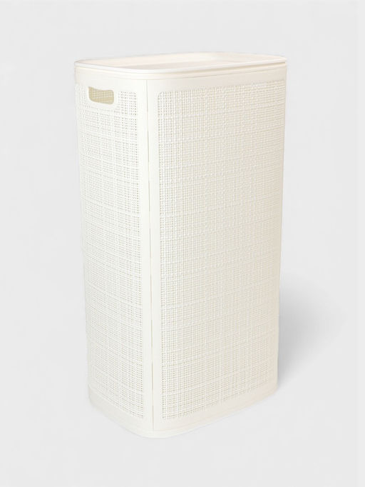 Плетёная корзина для белья с крышкой "Лён" 100л 43×32×80см, цвет белый