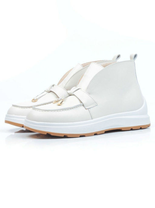 01-5281-2 WHITE Ботинки демисезонные женские (натуральная кожа, байка)