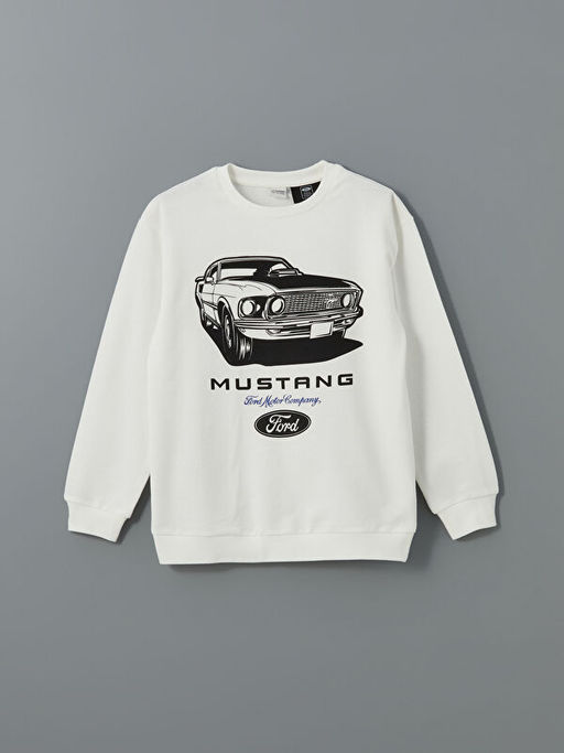 Bisiklet Yaka Ford Bask?l? Erkek ?ocuk Sweatshirt