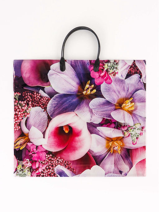 Цена за 10 шт. Пакет Ассорти цветы, полиэтиленовый с пластиковой ручкой, МИКС 100 мкм 38?35 см