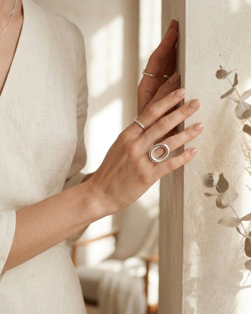 Кольцо с белым серебрением