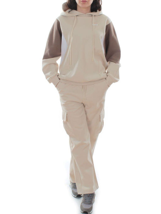 3156/3157 BEIGE/BROWN Костюм спортивный женский (95% хлопок, 5% эластан)
