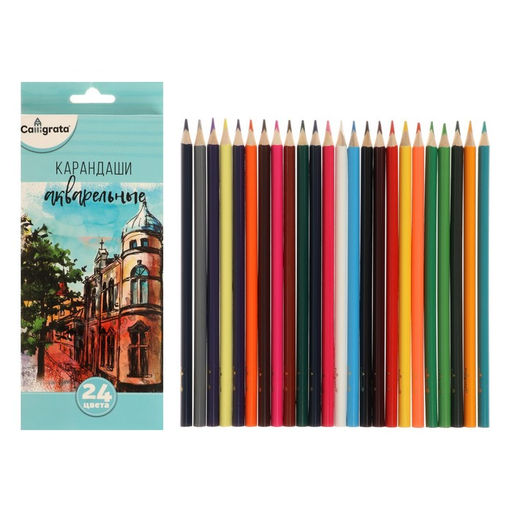 Карандаши акварельные 24 цвета, заточенные, в картонной коробке - Calligrata фото 12
