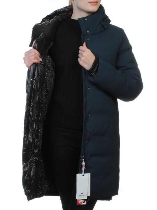 FT-17 DK. BLUE Пальто женское зимнее (синтепон) - Фабричный китай фото 8