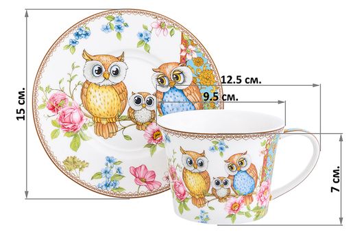 Чайн. пара 2 пр. 270 мл 12,5*9,5*7 см Совушки NEW BONE CHINA - Elan gallery фото 2