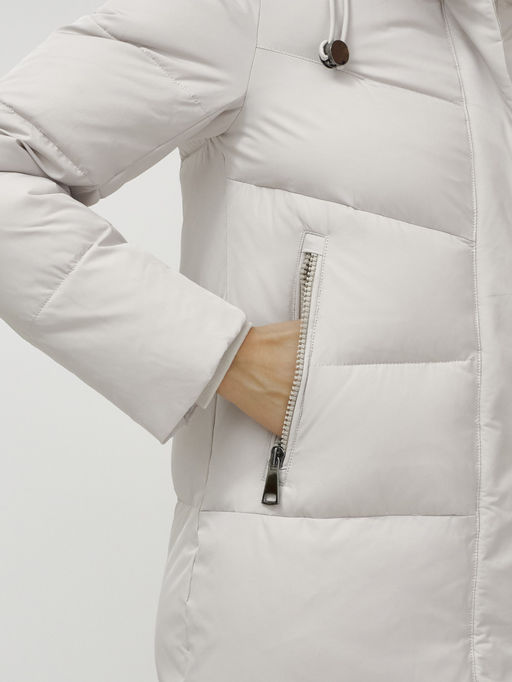 Пальто зимнее MTFORCE 9636_1B женское утепленное стеганное бежевое  фото 12