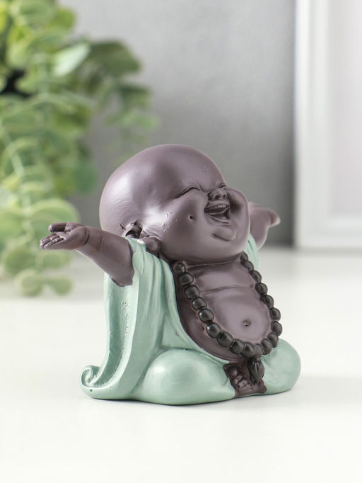 Сувенир полистоун "Счастливый хотей - приветствие солнца" зелёно-коричневый 5х10,5х7,5 см