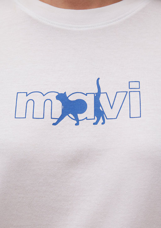 Mavi Kedi Logo Bask?l? Beyaz Tisort  фото 6