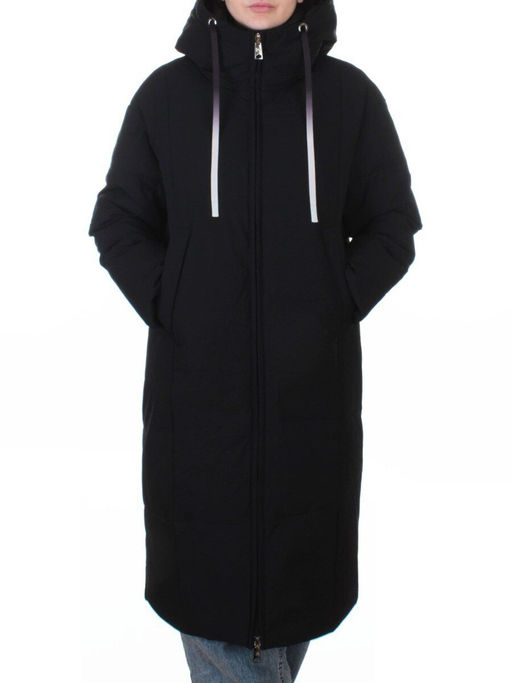 W8236M BLACK Пальто зимнее женское оверсайз (200 гр. био-пух)