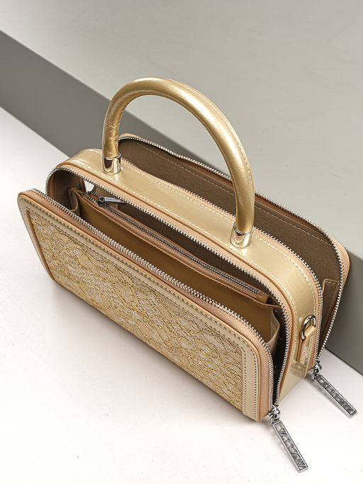 LACCOMA сумка F2069-2-золотистый натуральная кожа  фото 7