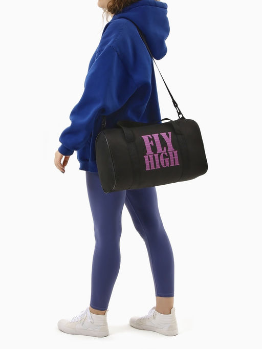 Сумка спортивная TEXTURA на молнии, с подкладкой, длинный ремень, маленький размер, чёрная