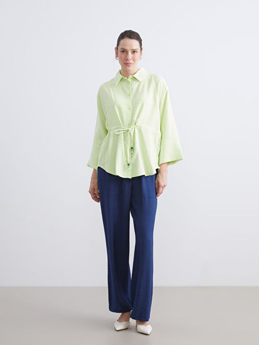 Ba?lamal? ?p Detayl? Oversize Kad?n G?mlek