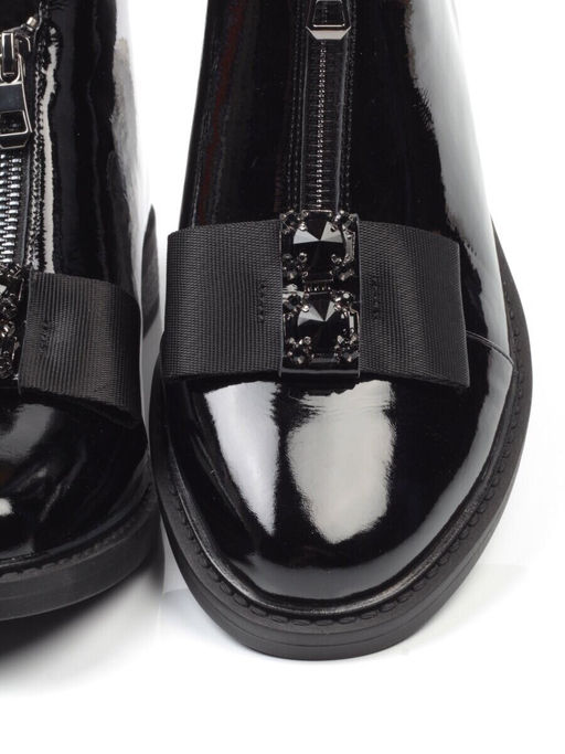 01-CA104-2 BLACK Ботинки женские (натуральная кожа, байка)