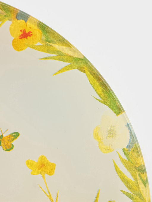 Тарелка Доляна Пасха. Кролик с бантиком, d=20 см, стекло, жёлтая  фото 3