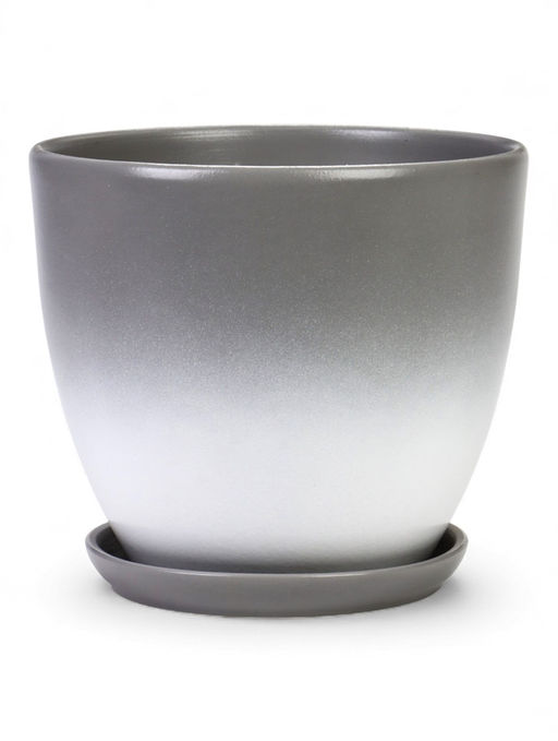Горшок цветочный с поддоном 5 л, d122/h19,5 см серый керамика, "Туман" (М)