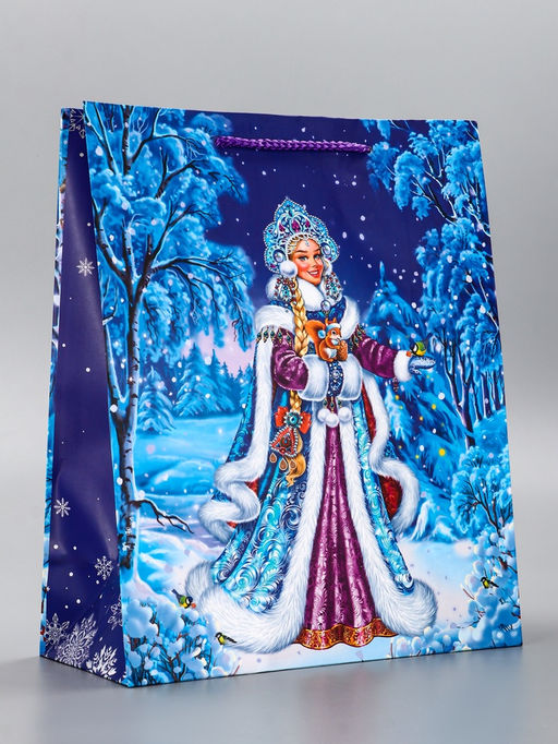 Цена за 2 шт. Пакет подарочный новогодний ламинированный, «Снегурочка», 26×12×32 см