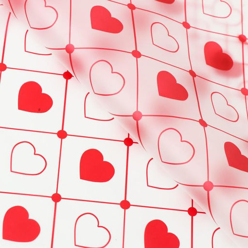 Цена за 20 шт. Пленка матовая Сердца, 58*58 см, красный - UPAK LAND фото 2