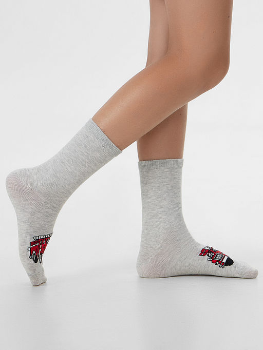 Цена за 5 пар! Носки детские оливковые с рисунком пожарной машины - Mark formelle фото 8