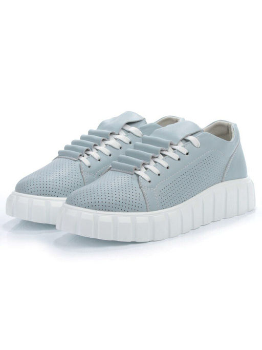 03-PDD135-2 GRAY/LT. BLUE Полуботинки спортивные женские (натуральная кожа)