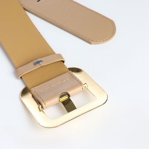 Ремень женский, 110×4.8 см, квадратная пряжка, золотистая, бежевый
