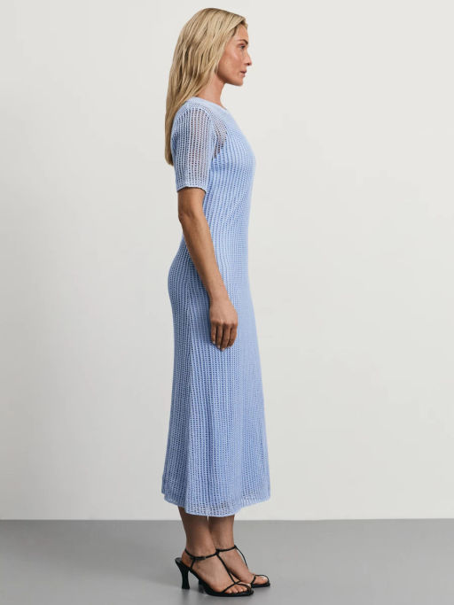 Полупрозрачное вязаное платье из хлопка с подкладкой / Zarina  фото 5