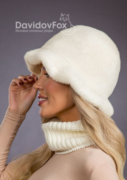 Шапка Шляпка экомех волна жемчуг