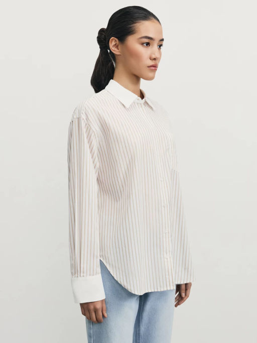 Рубашка из хлопка с контрастными деталями / Zarina фото 4