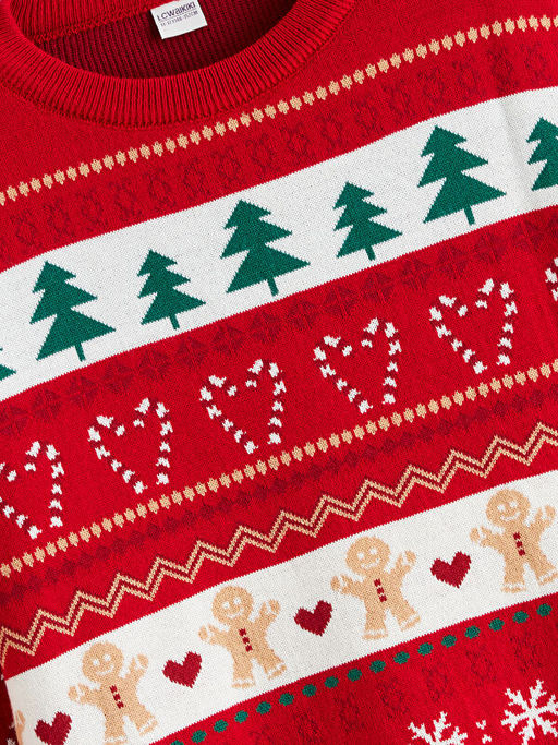 Bisiklet Yaka Y?lba?? Temal? K?z ?ocuk Triko Kazak