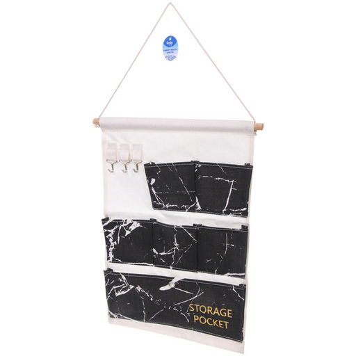 Цена за 2 шт. Карман настенный 6 отделений 3 крючка "ИДЕЯДОМА", цвет черный, 35*50см (лейбл Селфи)