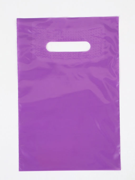 Цена за 50 шт. Пакет полиэтиленовый с вырубной ручкой, фиолетовый 20×30 см, 60 мкм