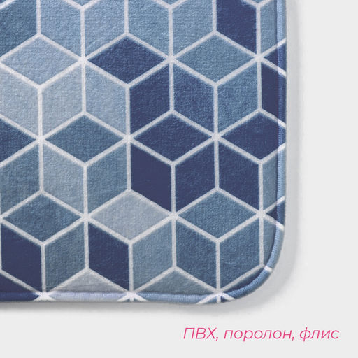 Коврики для ванной и туалета Доляна Бурлеск, 2 шт: 50?80, 40?50 см, цвет синий  фото 3