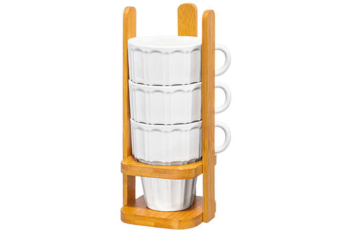 Набор 4 кружек 170 мл 10,5*8,5*21 см Ампир на бамбуковой подставке - Elan gallery фото 14