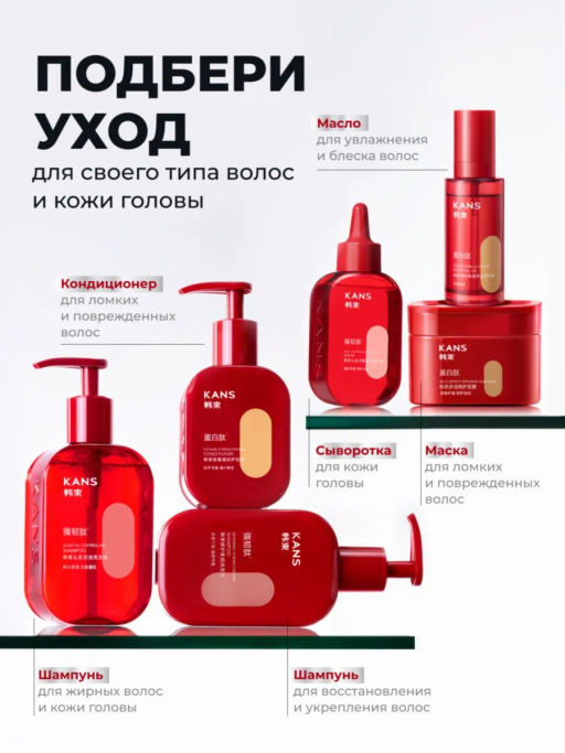 KANS Шампунь для волос восстановление сухих и ломких волос, с кератином и anti-age пептидами, 300 г  фото 9