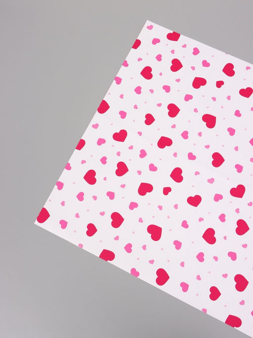 Цена за 20 шт. Пленка для цветов, «Сердца на белом», барби, 57×57 см