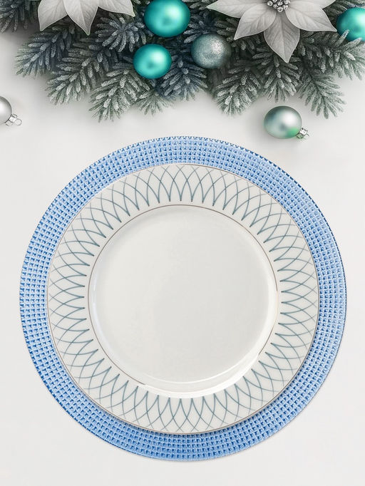 Тарелка подстановочная WY, d=33 см, стекло, голубая