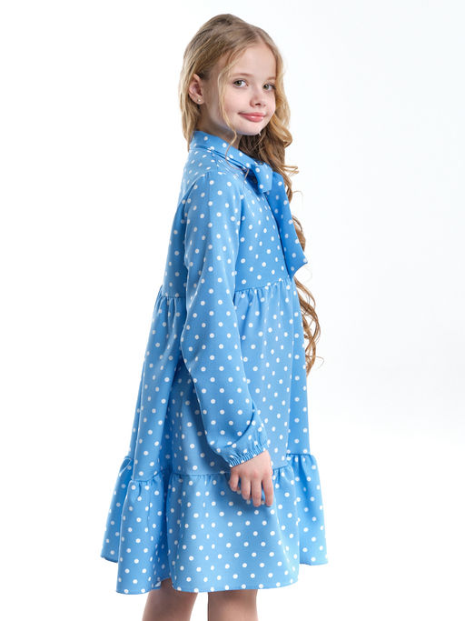 Платье подростковое в горох UD 7014 св.голубой горох - Mini maxi фото 3