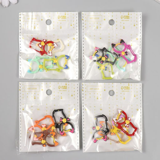 Цена за 4 шт. Карабин металл Кошечка с бантиком МИКС 3,7х2,1 см - Арт узор фото 5