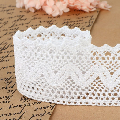 Кружево вязаное, 65 мм × 10±1 м, белое