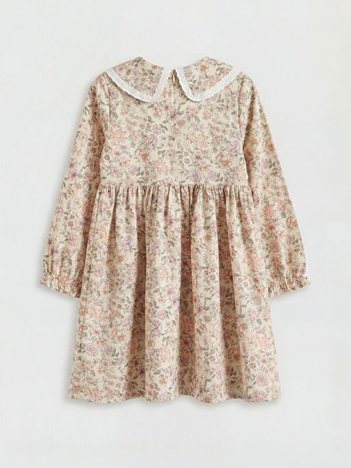 Bebe Yaka ?i?ek Desenli K?z ?ocuk Elbise