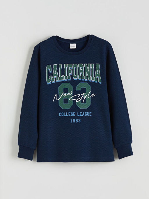 Bisiklet Yaka California Bask?l? Erkek ?ocuk Pijama Tak?m