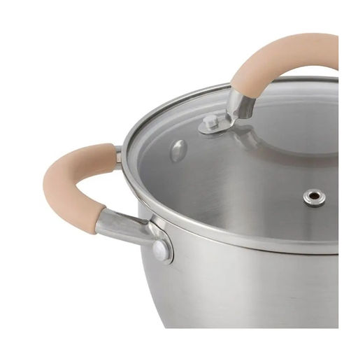 Кастрюля Fortuna 4.5л.,из нерж.стали , с. кр,мат-ый корпу, силиконовые ручки, арт. 007220