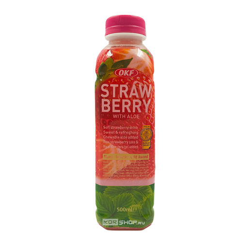 Напиток Клубника + Алоэ фруктовый освежающий Strawberry With Aloe OKF, Корея, 500 мл Акция