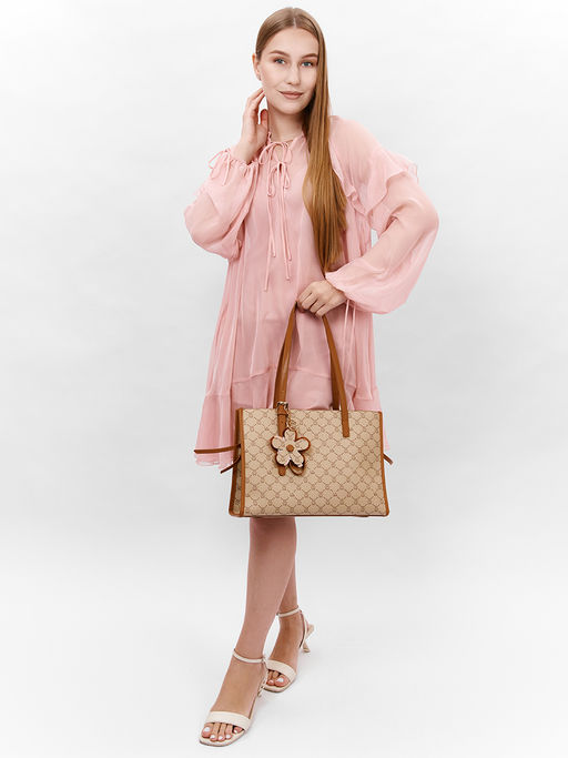 LACCOMA сумка AC326-мишки бежевый эко кожа хлопок фото 2