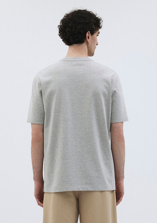 Gri Premium Basic Tisort - Mavi фото 3